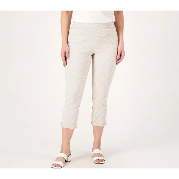 Susan Graver Printed Uptown Stretch Slim Leg Crop Pants Size 4 A575932 NEW - Picture 1 of 6